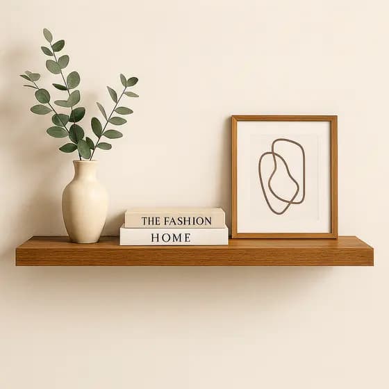 Prateleira 90x15 amadeirada freijó MDF 25mm com suporte invisível decorações quarto sala escritório