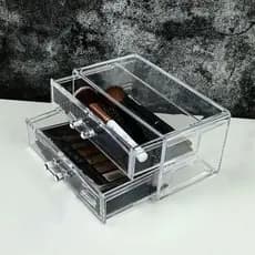 Organizador Pessoal Transparente De Maquiagem Acrílico Com 2 Gavetas Para Armazenar (1466)