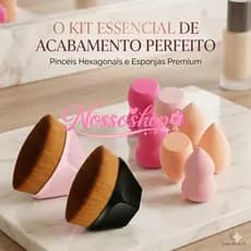 Kit acabamento perfeito: 1 pincel hexagonal de base e 1 esponjinha sortida