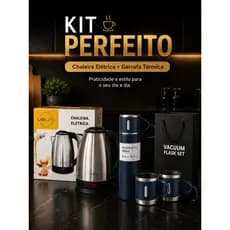 Kit Chaleira Elétrica Lailar + Garrafa Térmica 500ml Com Copos