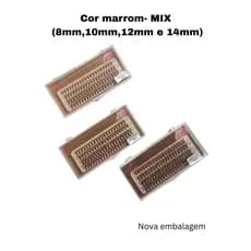 Cartela tufinho eyelash extension marrom- Brown 8-14-MIX Bella Rosa