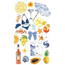 23 stickers adesivos tema praia/ Itália para decoração de jornaul, diário, caderno e capas