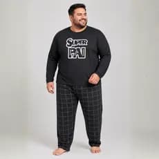 Pijama Longo Masculino Plus Size G1 ao G3 Tecido Macio Confortável Manga Longa Inverno Premium