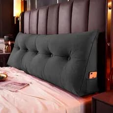 Almofada Cabeceira 160cm Estofada Suede com Bolso Porta Celular Apoio Lombar Cama Box Casal Queen