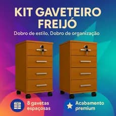 Kit 2 Gaveteiros MDP 4 Gavetas com Rodízios – Organizador Multiuso