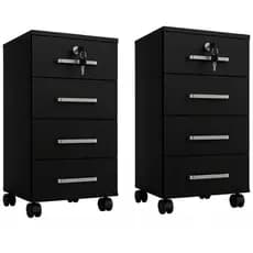 Kit 2 Gaveteiros Organizador Com 4 Gavetas Cor Preto