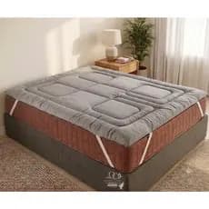 Protetor De Colchão Cinza Pillow Top 400 Fios com Elástico Casal Padrão e Queen Micro Percal Super Macio e Aconchegante