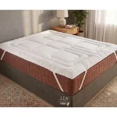 Pillow Top 400 Fios Branco Protetor de Colchão com Elástico Lavável Conforto Casal Padrão e Queen