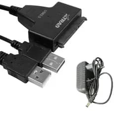 Cabo Conversor HDD Sata Notebook de 2,5 para Dual USB 2.0 Com fonte de Alimentação 12V 2A.