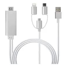 Cabo Hdmi 2k 1080p 3x1 Tipo C Micro Usb V8 Lightning P/ Hdmi