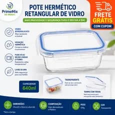 Pote Hermetico Retangular Tampa Vidro Armazenamento Alimento Organizador Cozinha 640ml