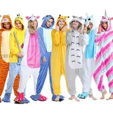 Pijama Macacão com Touca Cosplay Unicórnio, Panda, Pikachu, Totoro Kigurumi Tigre