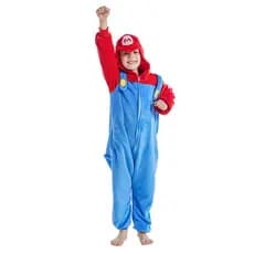 Kids Kigurumi Super Mario Luigi Cartoon Flanela Pijamas Meninas Meninos Capuzes Macacões Fatos De Dormir Crianças Fantasias De Cosplay Animal