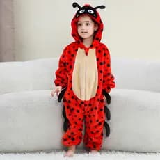 Kigurumi Infantil Bonito Joaninha Tigre Flanela Dos Desenhos Animados Macacão , Bebê Animal Pijamas , Roupa Aconchegante