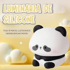 Luminária LED TOUCH de Mesa Panda silicone Sentado com USB Recarregável com Timer Luz RGB