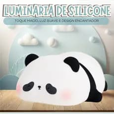 Luminária de Mesa Silicone Panda Deitado com USB Recarregável luz RGB