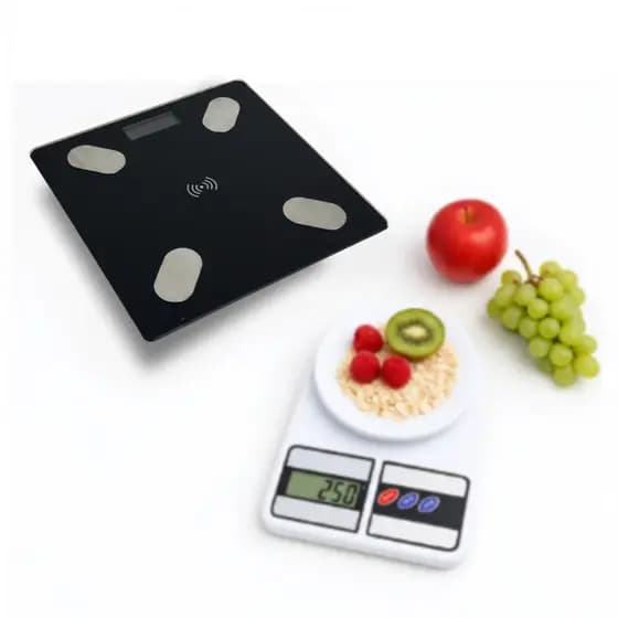 Kit Balança Digital De Cozinha E Balança Corporal Até 180kg Preto Kit Fitness Emagrecimento Saúde