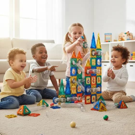 Brinquedo Bloco Magnético Jogo Construção 97 Peças