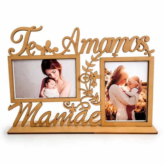 Porta Retrato Dia Das Mães MDF Cru Lembrança Presente Frase Te Amamos Mamãe