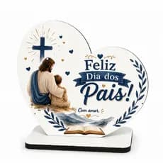 Kit Lembrancinha Dia dos Pais Jesus Presente Decoração MDF Branco 8x8 cm