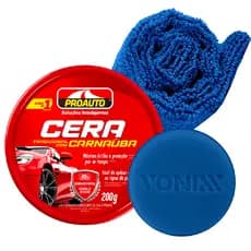 Kit Cera Automotiva Pasta C/ Carnaúba Proauto Aplicador e Pano