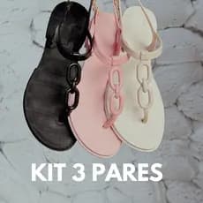 Kit 3 Pares Sandália Corrente Feminina Injetada Em Pvc Barato Várias Cores