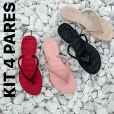 Kit 4 Pares Chinelo Pérola Feminina Injetada Em Pvc Barato Várias Cores