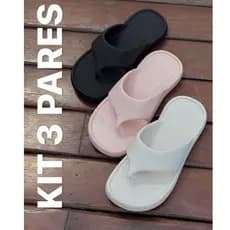 Kit 3 Pares Chinelo Slide Nuvem Unissex Confortável Leve