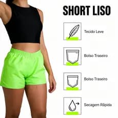 Kit Short Feminino Tactel Praia Adulto Liso