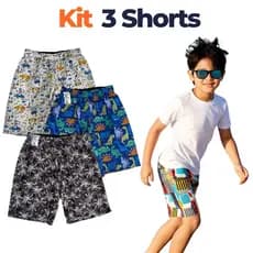 Kit Short Infantil Tactel Menino Conforto Bermuda Verão Praia Moda