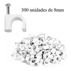 Fixa Fio Cabo Reforçado 6mm ou 8mm com Prego Aço – Kit 100 Unid Branco | Miguelão Bomvink Original