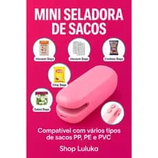 Mini Seladora de Embalagens Portátil Rosa – Conserva Alimentos