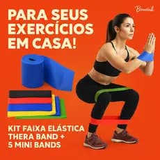 Faixa Elástica Thera Band + 5 Mini Bands – Treinos em Casa, Academia, Crossfit e Reabilitação