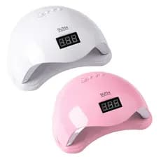 Cabine de LED UV Sun 5 Branca/Rosa Digital 48w Unha Gel Acrigel Secagem Rápida
