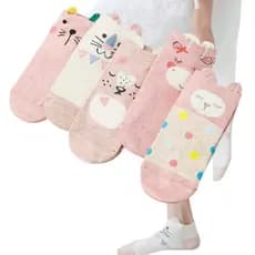 Kit de Meias Femininas Curtas, Estampa de Bichinhos, 6 ou 12 Pares Numeração 34-39