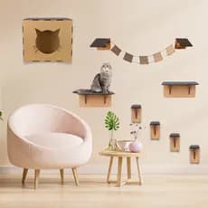 Melhores Playground Gatos kit Brinquedo Prateleiras Nichos Arranhador escadinha circuito com carpete