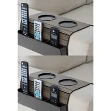 Kit 2 esteira para sofá porta copos e porta controle apoio braço sofá em mdf flexível