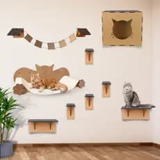 Playground Gatos 7 A 15 peças Prateleiras Circuito Escada Gatil Mdf Nicho Arranhador Cama Ponte Pet