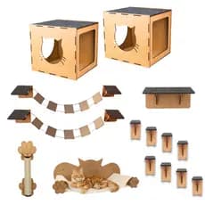 Playground Completo para Gatos com 15 Peças – estrutura em MDF