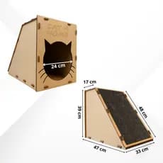 Rampa Arranhador para Gatos Casinha Brinquedo Gato Antiestresse Pet Toca Carpete Playground MDF