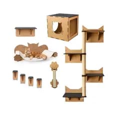 Playground para Gatos 9 pçs Nicho Rede Arranhador Brinquedo Gato Degraus Prateleira Escalada Parede