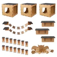 Kit Playground para Gatos 23 pçs Completo Escada Toca Nicho Rede Prateleiras Degraus Diversão Gato