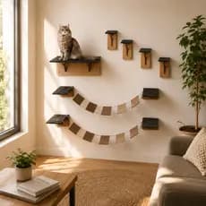 Kit Playground Gatos 7 Peças Prateleiras Circuito Escada Gatil Mdf Degraus Escadinha Pontes Pet