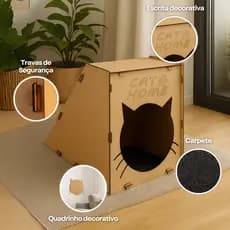 Arranhador para Gato Rampa Toca Casinha Cat Brinquedo Anti Stress Playground Diversão Carpete MDF