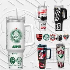 Copo Térmico 1200ml Personalizado Time de Futebol Favorito Edição Limitada Inox Mantém Quente e Frio