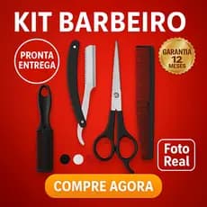 Kit Barbeiro Kit Cabelo Profissional Tesoura Fio Navalha e Pente Para Corte e Arrumar Cabelo