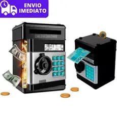 Cofre Eletrônico Digital Infantil Puxa e Engole Notas e Moedas Automático de Senha Importado