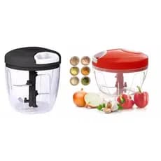Kit 2 Triturador 900ml +500ml Manual Processador alho Legumes vegetais