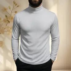 Blusa Manga Longa Gola Alta Básica Masculina Casual Trabalho