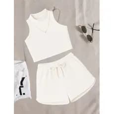 Conjunto Canelado Feminino Short e Top Cropped Moda Blogueira Feminina